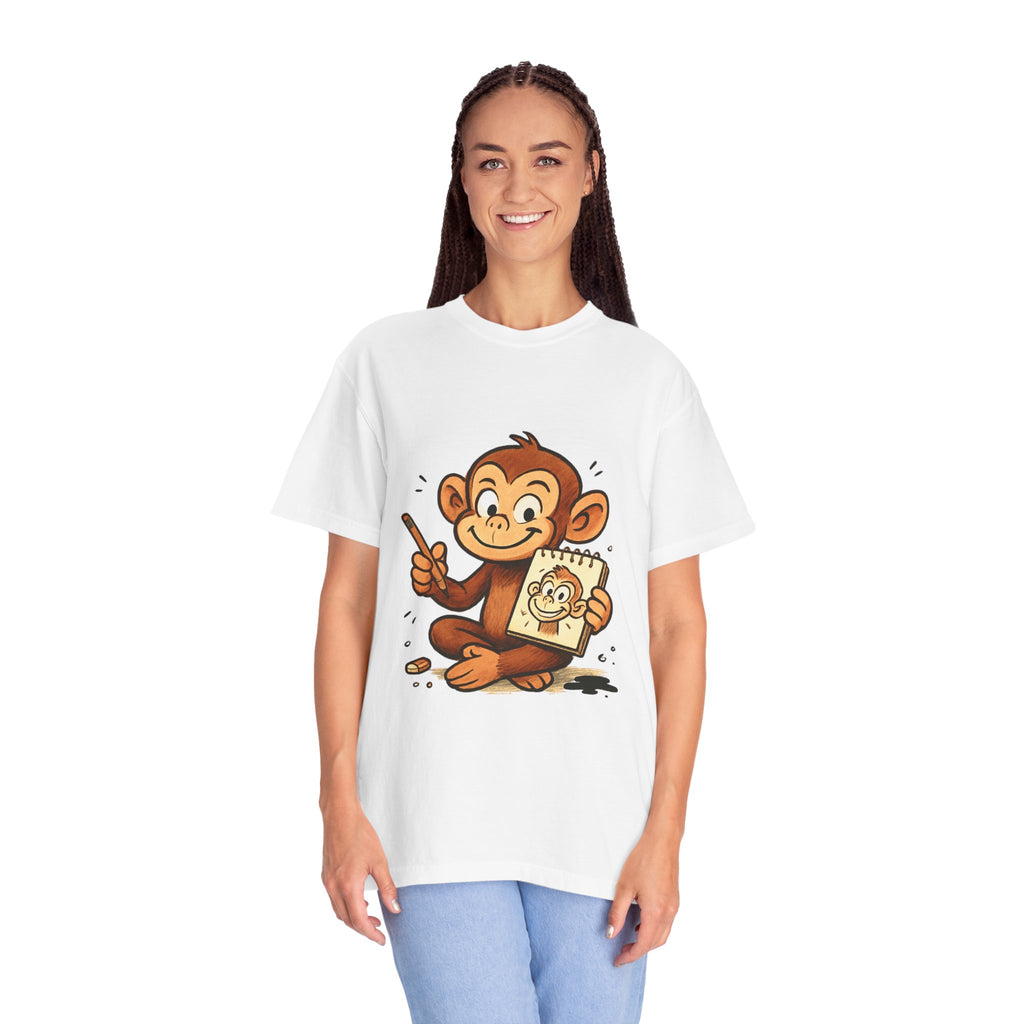 Playful Monkey Drawing Itself T-shirt | Cute Sketch Art
