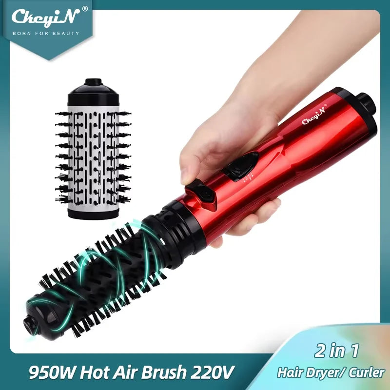 LuxeSilk™ 2-in-1 Ionic Auto-Rotating Hot Air Brush – Hair Dryer, Curler & Straightener Volumizing Styler