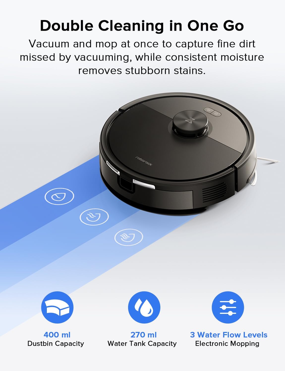 roborock Q7 L5 Robot Vacuum and Mop Combo, 8,000Pa Suction, Upgraded from Q5 Pro, Dual Anti-Tangle System, LiDAR Navigation, Multi-Level Mapping, Self-Charging Robotic Vacuum Cleaner, Black