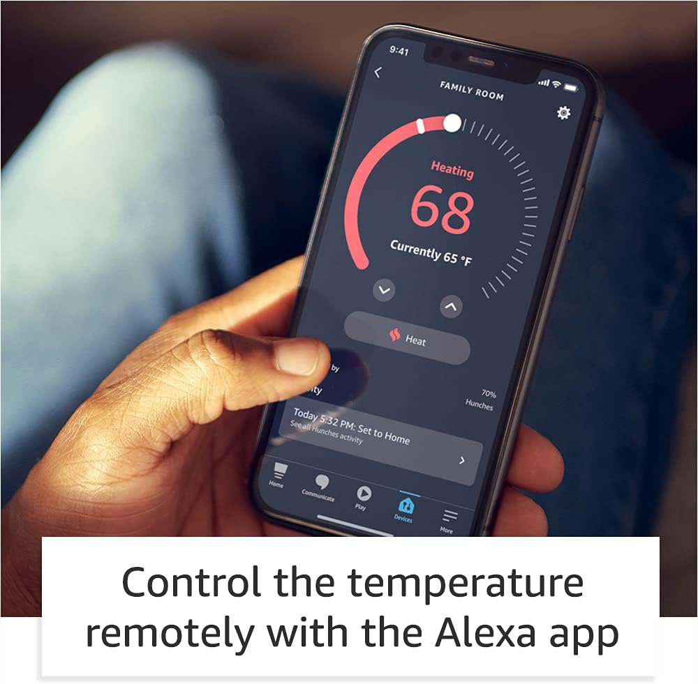 Amazon Smart Thermostat – Save money and energy - Works with Alexa and Ring - C-wire required