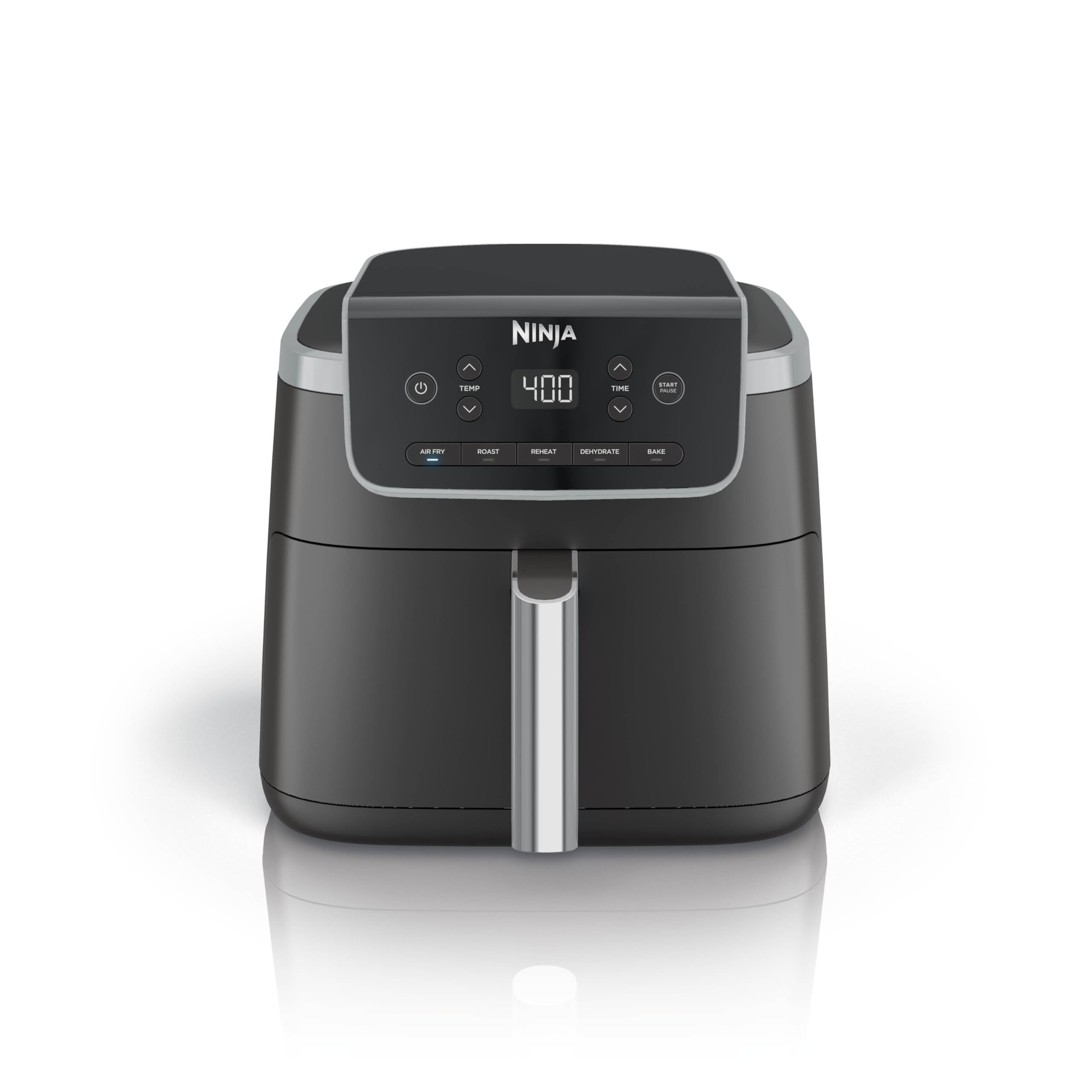 Ninja | XL Single Basket Air Fryer | 5.5 QT Capacity fits 3lbs of Wings | 5-in-1Air Fry, Roast, Bake,Reheat & Dehydrate |Dishwasher Safe Parts & Recipe Guide | Grey |AF150AMZ