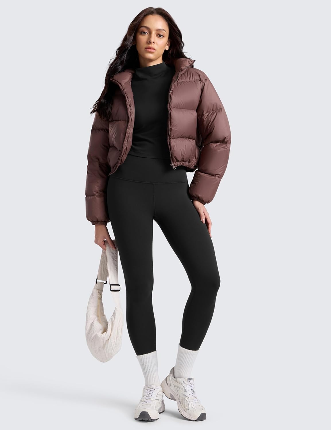 CRZ YOGA Matte Fleece Lined Leggings 25'' - Thermal Casual Lounge Workout Womens Yoga High Waisted Pants Winter Warm