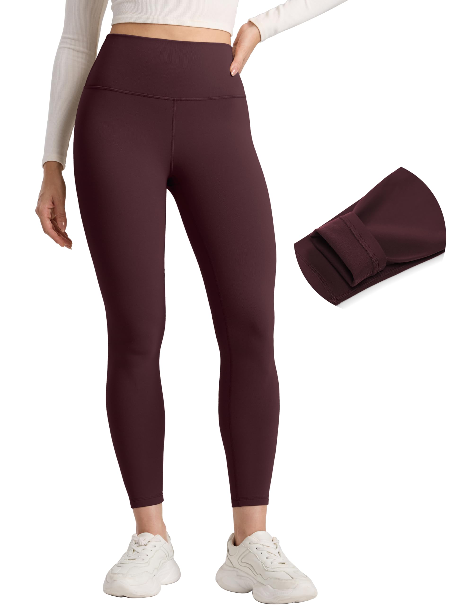 CRZ YOGA Matte Fleece Lined Leggings 25'' - Thermal Casual Lounge Workout Womens Yoga High Waisted Pants Winter Warm
