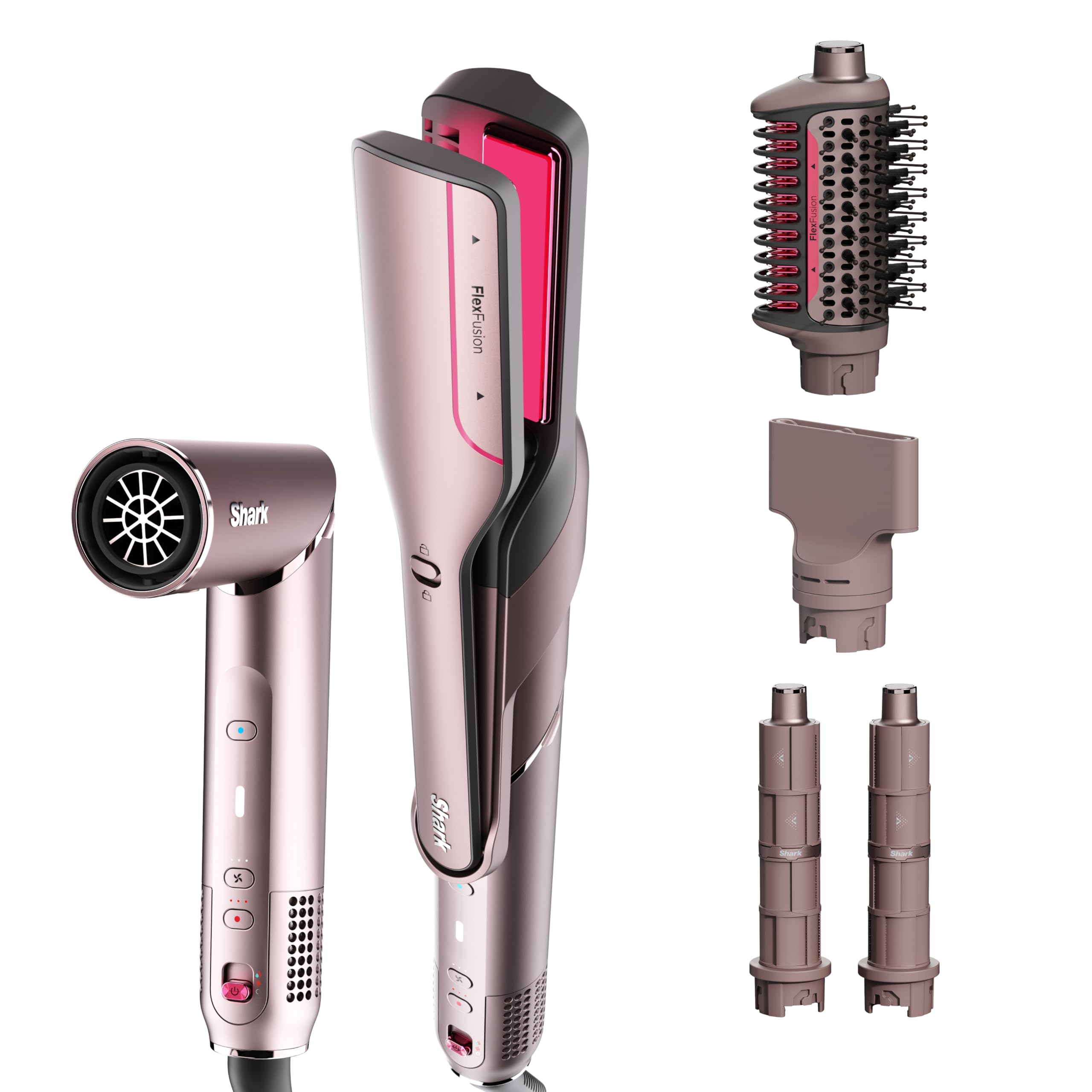 Shark HD430 FlexStyle Air Styling & Drying System, Powerful Hair Dryer Brush & Multi-Styler with Auto-Wrap Curlers, Paddle Brush, Oval Brush, Concentrator Attachment, Stone