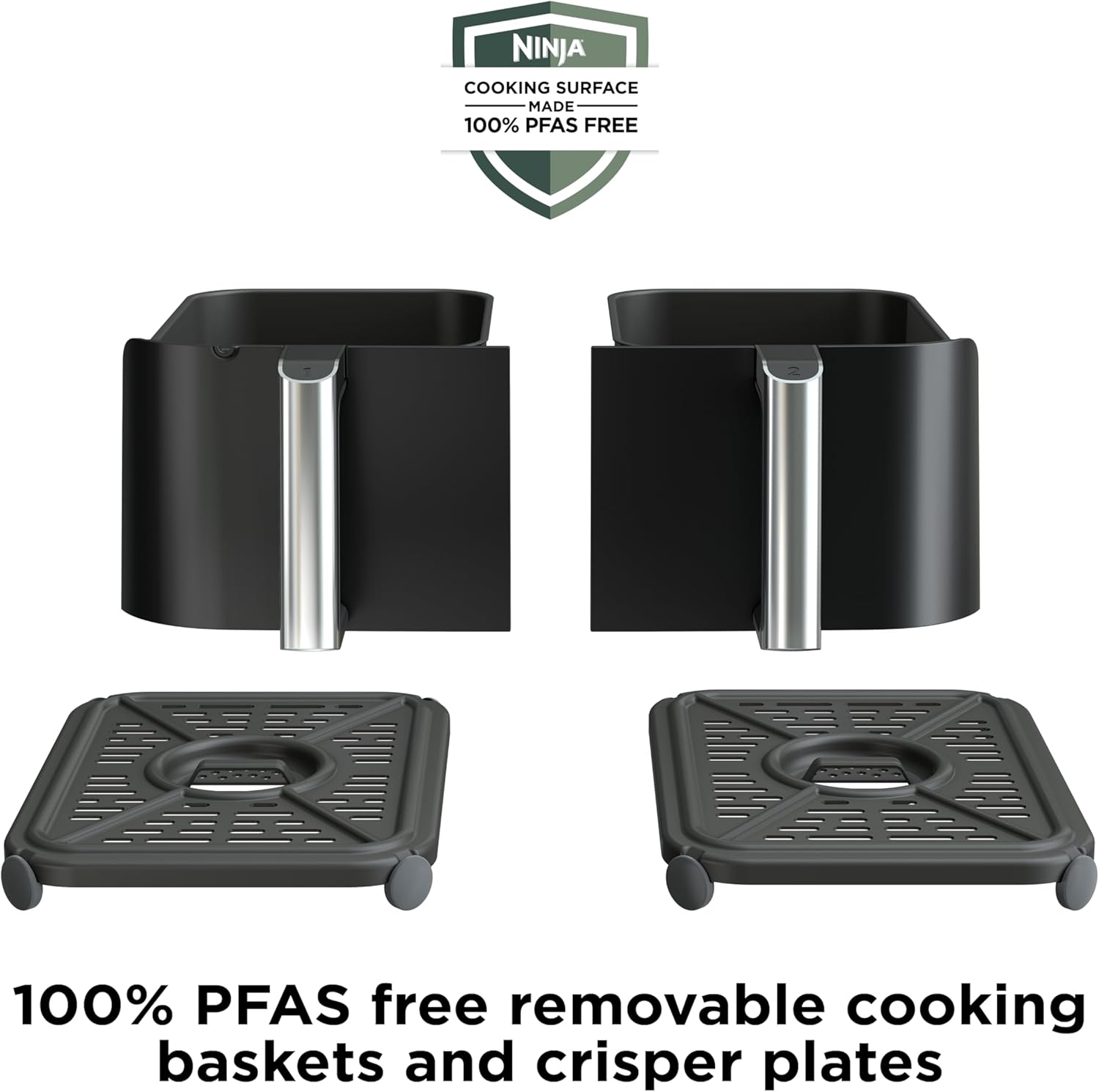 Ninja | Air Fryer | Finish Cooking Multiple Foods at the Same Time | 6-in-1 (Air Fry, Broil, Roast, Keep Warm, Dehydrate, Bake) | Fit up to 8lb Chicken Wings in the two 5 QT Baskets | DZ302
