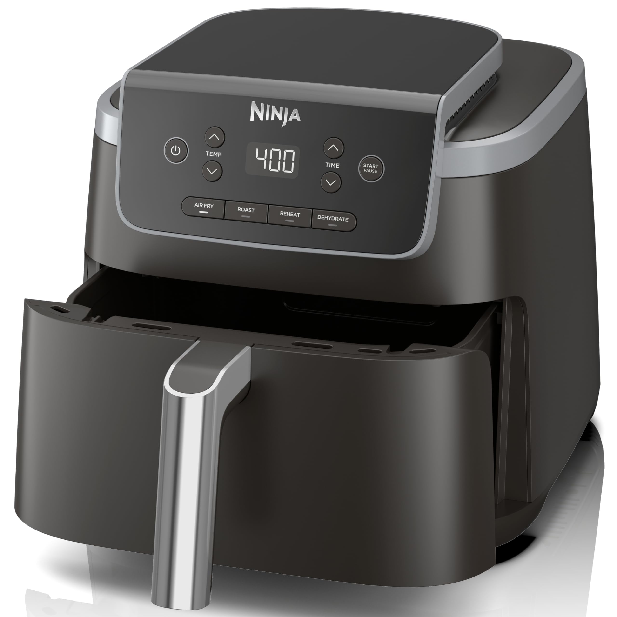 Ninja | XL Single Basket Air Fryer | 5.5 QT Capacity fits 3lbs of Wings | 5-in-1Air Fry, Roast, Bake,Reheat & Dehydrate |Dishwasher Safe Parts & Recipe Guide | Grey |AF150AMZ