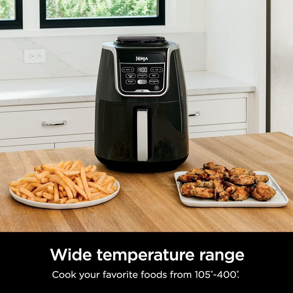 Ninja | XL Single Basket Air Fryer | 5.5 QT Capacity fits 3lbs of Wings | 5-in-1Air Fry, Roast, Bake,Reheat & Dehydrate |Dishwasher Safe Parts & Recipe Guide | Grey |AF150AMZ